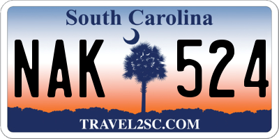 SC license plate NAK524