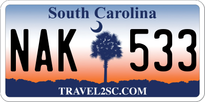 SC license plate NAK533
