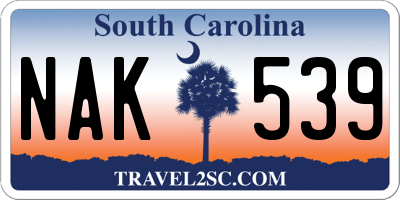 SC license plate NAK539