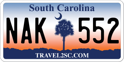 SC license plate NAK552