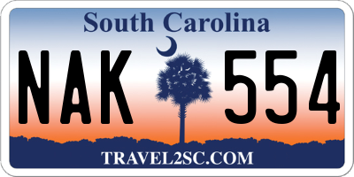 SC license plate NAK554