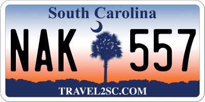 SC license plate NAK557