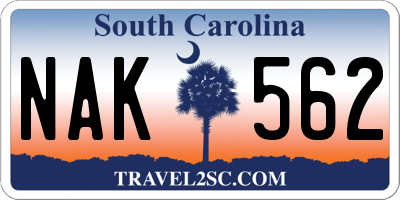 SC license plate NAK562