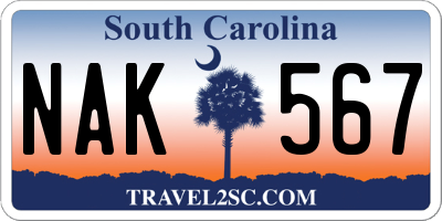 SC license plate NAK567