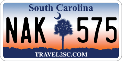 SC license plate NAK575