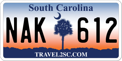 SC license plate NAK612