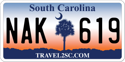 SC license plate NAK619