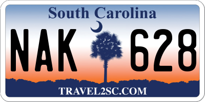 SC license plate NAK628