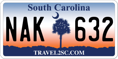 SC license plate NAK632