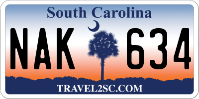 SC license plate NAK634