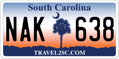SC license plate NAK638
