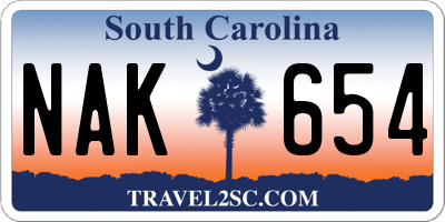 SC license plate NAK654