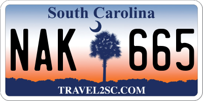 SC license plate NAK665