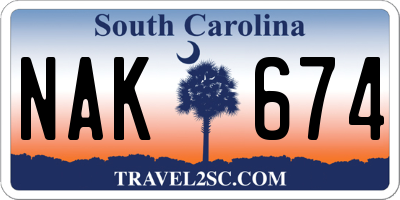 SC license plate NAK674