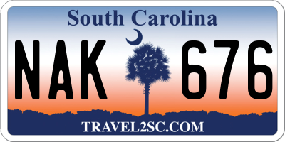 SC license plate NAK676
