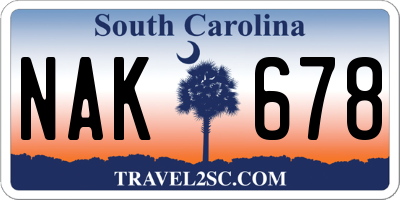 SC license plate NAK678