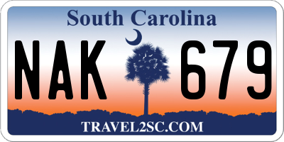 SC license plate NAK679