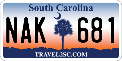 SC license plate NAK681