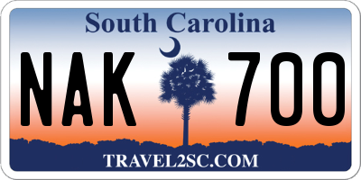 SC license plate NAK700