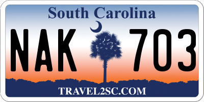 SC license plate NAK703