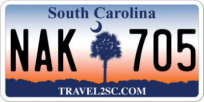 SC license plate NAK705