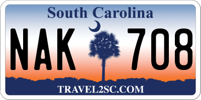 SC license plate NAK708