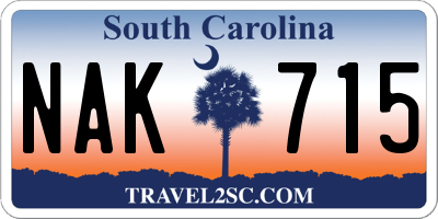 SC license plate NAK715