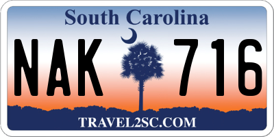 SC license plate NAK716