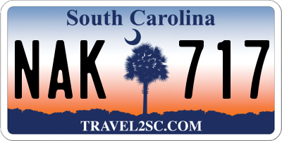 SC license plate NAK717