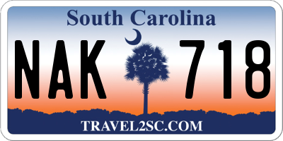 SC license plate NAK718