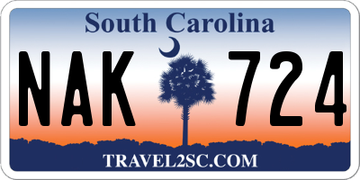 SC license plate NAK724