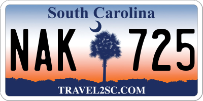 SC license plate NAK725