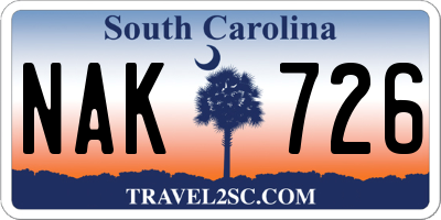 SC license plate NAK726
