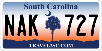 SC license plate NAK727