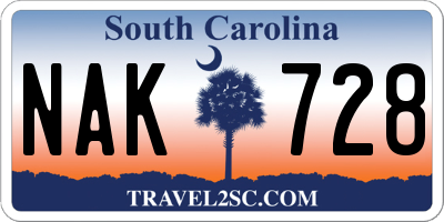 SC license plate NAK728