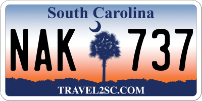 SC license plate NAK737