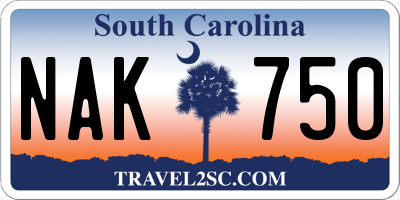 SC license plate NAK750