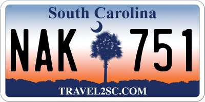 SC license plate NAK751