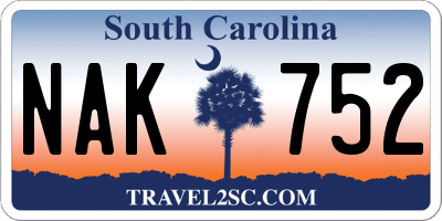 SC license plate NAK752
