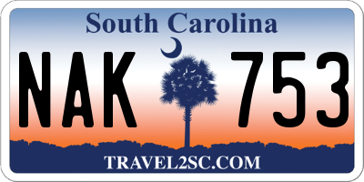 SC license plate NAK753