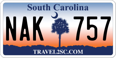 SC license plate NAK757