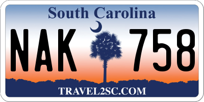 SC license plate NAK758