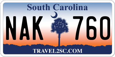 SC license plate NAK760