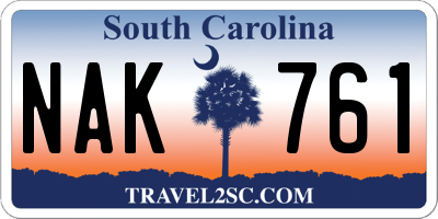 SC license plate NAK761