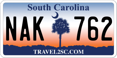 SC license plate NAK762