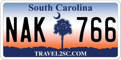 SC license plate NAK766
