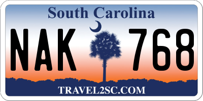 SC license plate NAK768