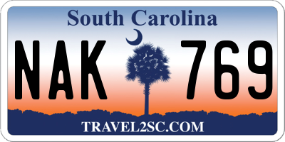 SC license plate NAK769