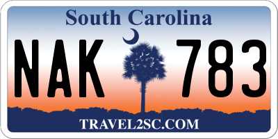 SC license plate NAK783