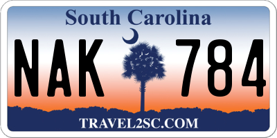 SC license plate NAK784